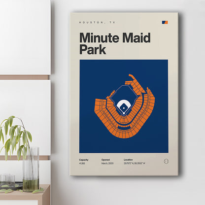 Houston Stadium Print, Minute Maid Park Stadium Print, Fan Gifts, Sport Art, Canvas Print Wall Art