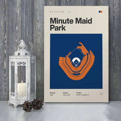 Houston Stadium Print, Minute Maid Park Stadium Print, Fan Gifts, Sport Art, Canvas Print Wall Art