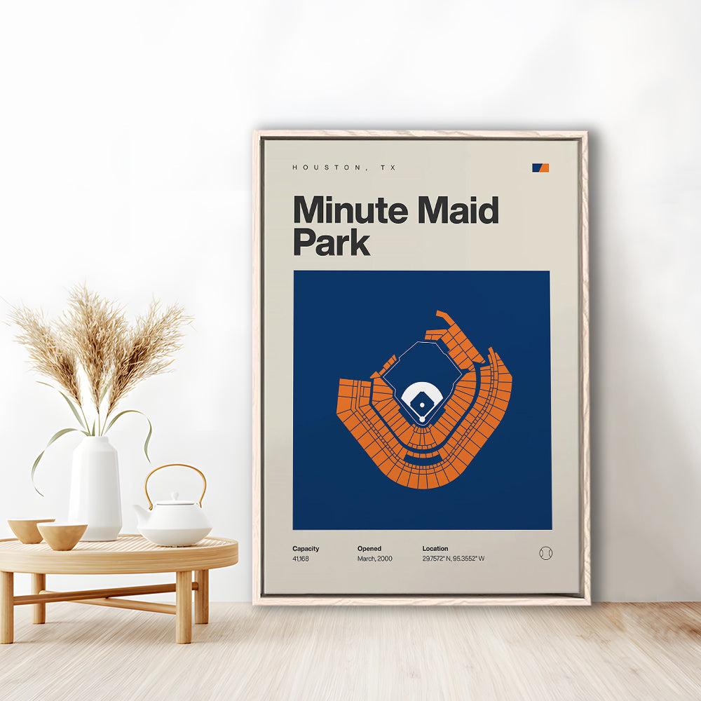 Houston Stadium Print, Minute Maid Park Stadium Print, Man Cave Gift, Floating Framed Canvas Print Wall Art