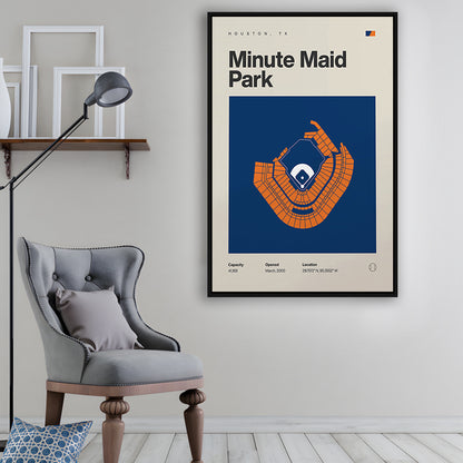 Houston Stadium Print, Minute Maid Park Stadium Print, Man Cave Gift, Floating Framed Canvas Print Wall Art