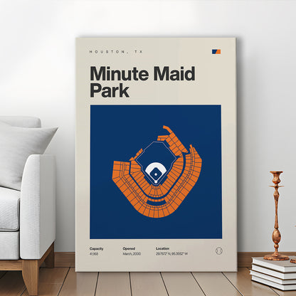 Houston Stadium Print, Minute Maid Park Stadium Print, Fan Gifts, Sport Art, Canvas Print Wall Art