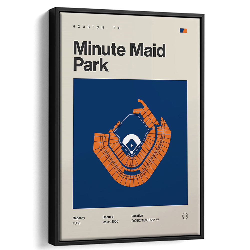 Houston Stadium Print, Minute Maid Park Stadium Print, Man Cave Gift, Floating Framed Canvas Print Wall Art