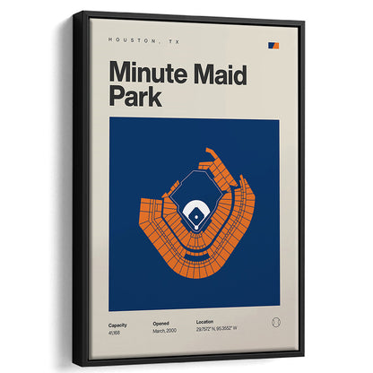 Houston Stadium Print, Minute Maid Park Stadium Print, Man Cave Gift, Floating Framed Canvas Print Wall Art