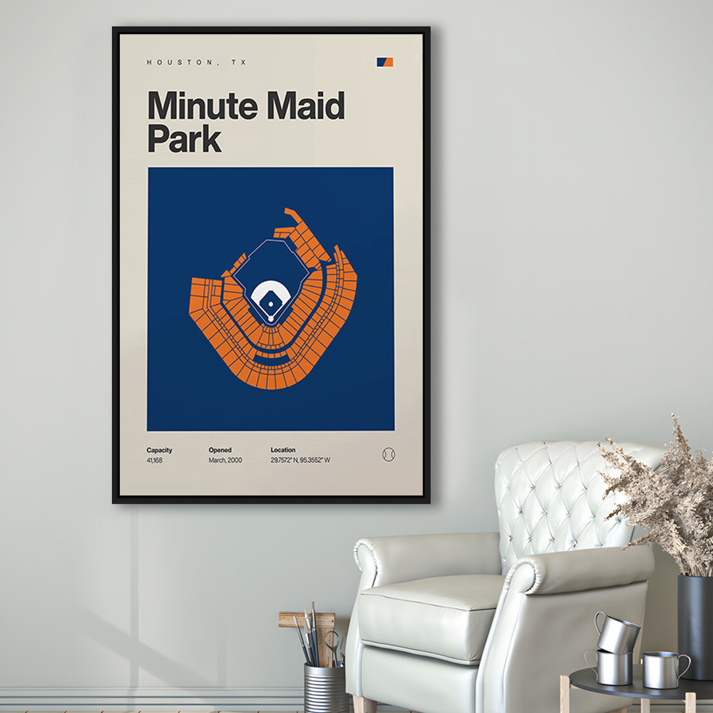 Houston Stadium Print, Minute Maid Park Stadium Print, Man Cave Gift, Floating Framed Canvas Print Wall Art
