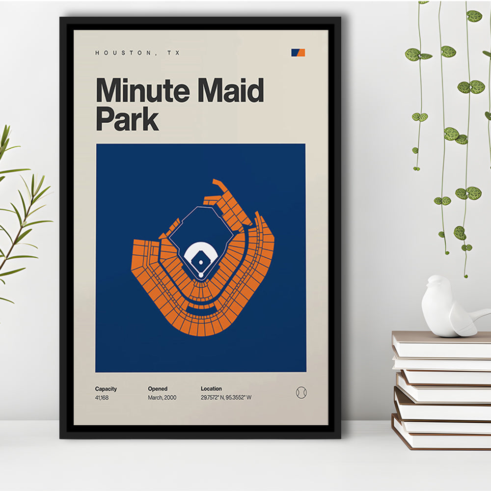Houston Stadium Print, Minute Maid Park Stadium Print, Man Cave Gift, Floating Framed Canvas Print Wall Art