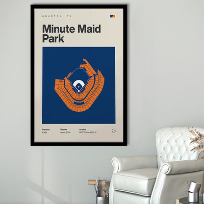 Houston Stadium Print, Minute Maid Park Stadium Print, Gifts for him, Sport Art, Framed Art Print Wall Decor