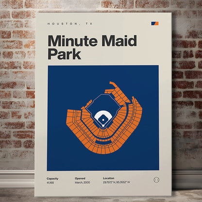 Houston Stadium Print, Minute Maid Park Stadium Print, Fan Gifts, Sport Art, Canvas Print Wall Art