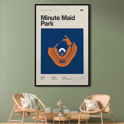 Houston Stadium Print, Minute Maid Park Stadium Print, Man Cave Gift, Floating Framed Canvas Print Wall Art