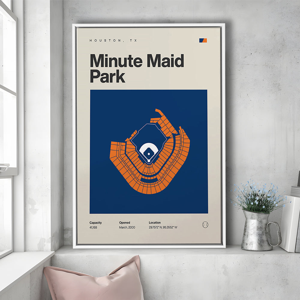 Houston Stadium Print, Minute Maid Park Stadium Print, Man Cave Gift, Floating Framed Canvas Print Wall Art