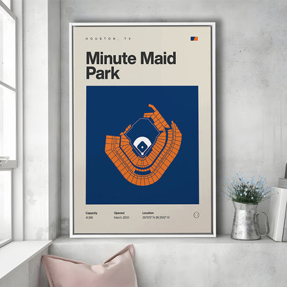 Houston Stadium Print, Minute Maid Park Stadium Print, Man Cave Gift, Floating Framed Canvas Print Wall Art