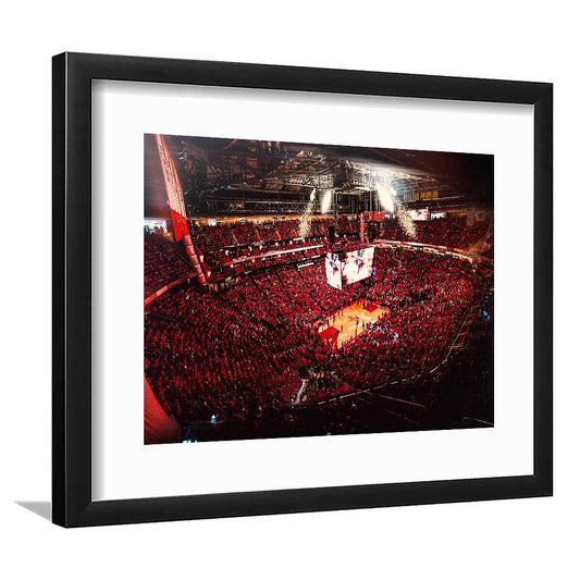 Houston Rockets, Stadium Canvas, Sport Art, Gift for him, White Border Framed Art Print Wall Decor