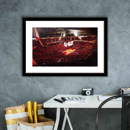 Houston Rockets, Stadium Canvas, Sport Art, Gift for him, White Border Framed Art Print Wall Decor