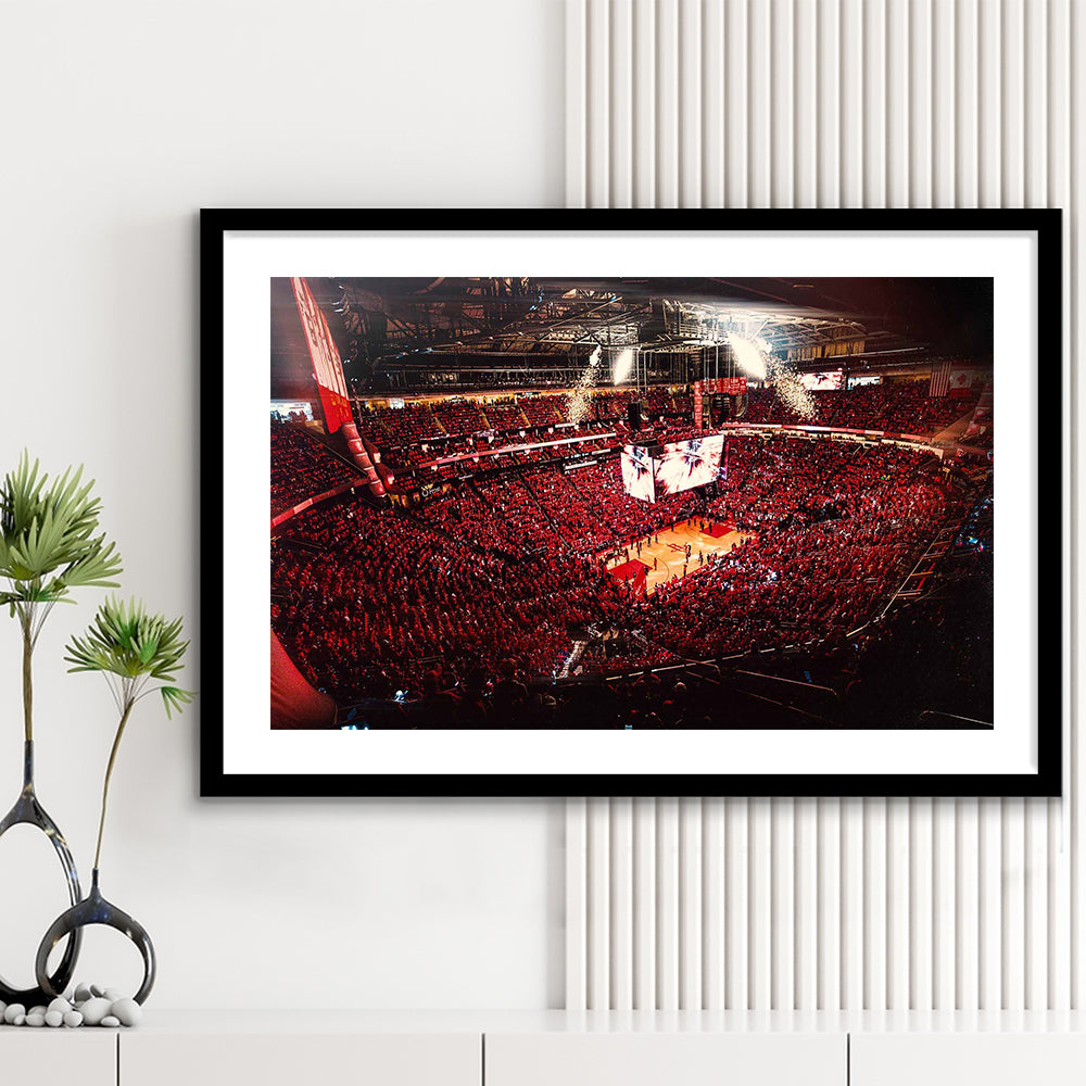 Houston Rockets, Stadium Canvas, Sport Art, Gift for him, White Border Framed Art Print Wall Decor