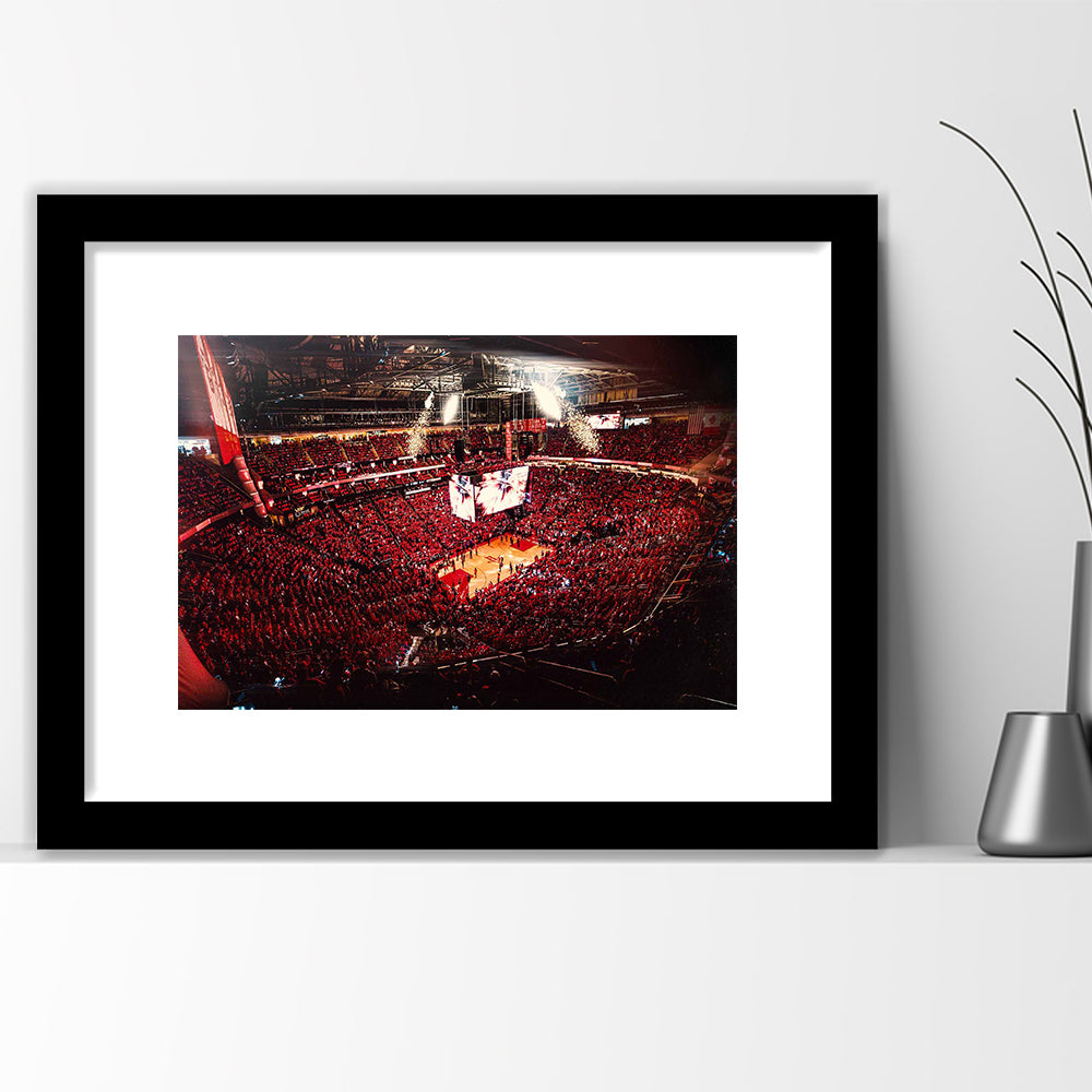 Houston Rockets, Stadium Canvas, Sport Art, Gift for him, White Border Framed Art Print Wall Decor