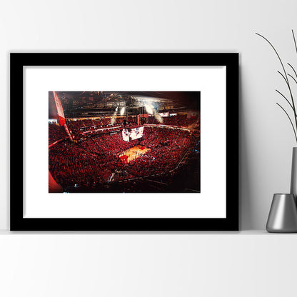 Houston Rockets, Stadium Canvas, Sport Art, Gift for him, White Border Framed Art Print Wall Decor