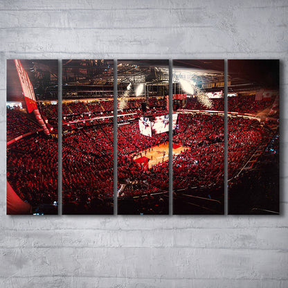 Houston Rockets, Stadium Canvas, Sport Art, 5 Panel B, Extra Large Canvas, Canvas Print Wall Art