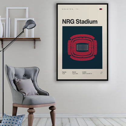 Houston Texans Stadium Print, NRG Stadium Print, Man Cave Gift, Floating Framed Canvas Print Wall Art