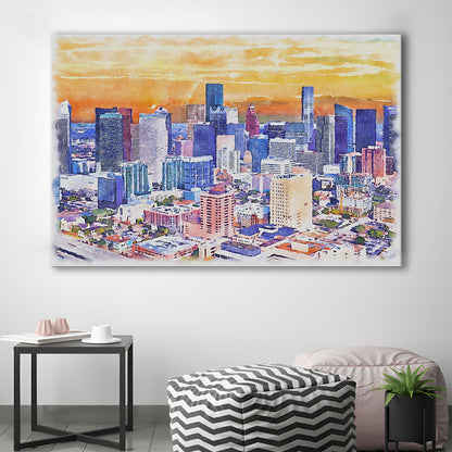Houston Watercolor Painting Canvas, Houston Texas, Sport Art, Gifts for him, Canvas Print Wall Art