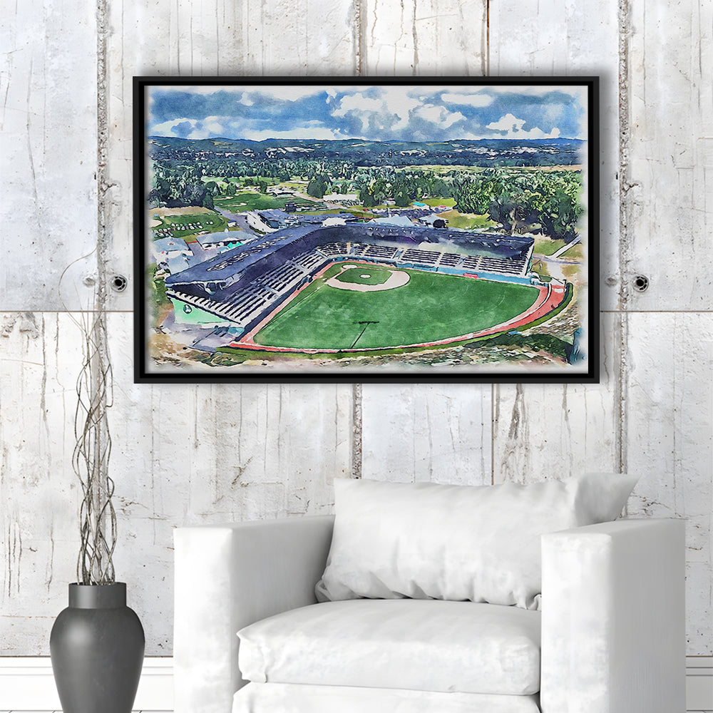 Howard J Lamade Painting Stadium Watercolor, Pennsylvania Baseball, Sport Gift Art, Framed Canvas Print Wall Art