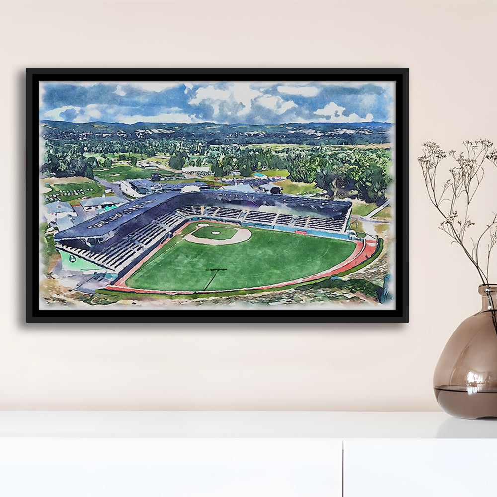 Howard J Lamade Painting Stadium Watercolor, Pennsylvania Baseball, Sport Gift Art, Framed Canvas Print Wall Art