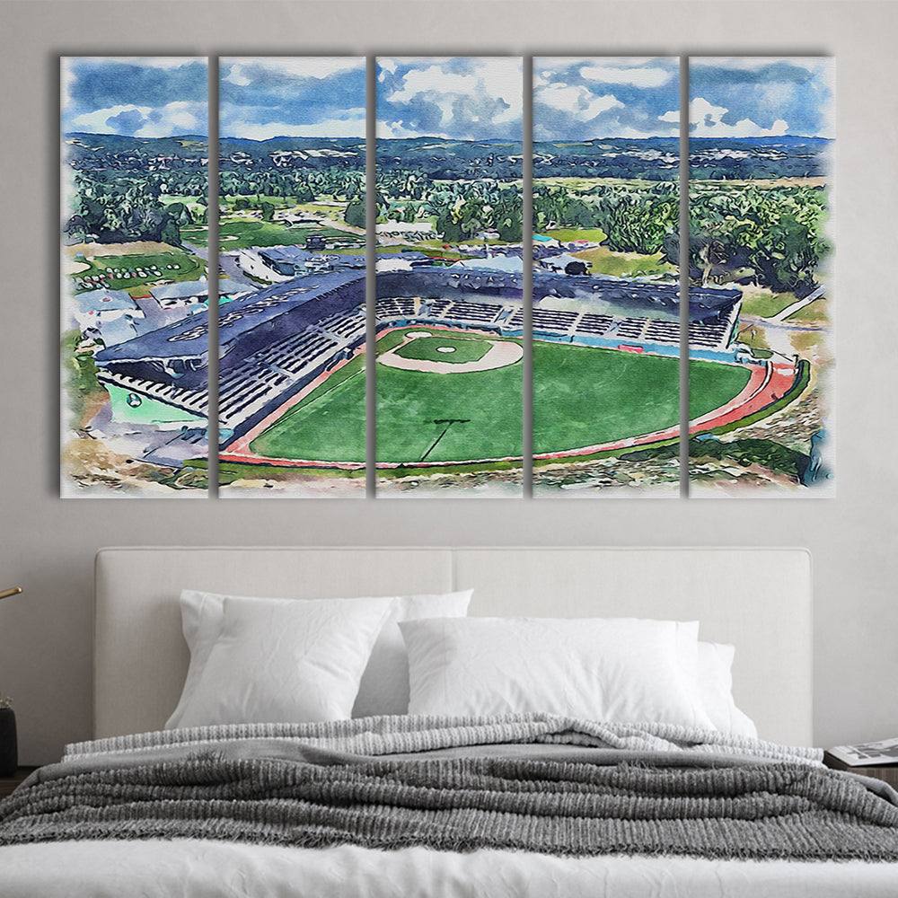 Howard J Lamade Painting Stadium Watercolor, Pennsylvania Baseball, Sport Art, Extra Large Canvas Print Wall Art