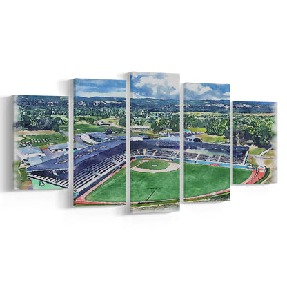 Howard J Lamade Painting Stadium Watercolor, Pennsylvania Baseball, Sport Art, Mixed 5 Panel, Canvas Print Wall Art