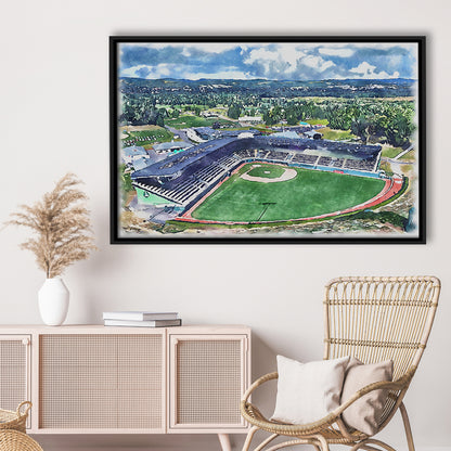 Howard J Lamade Painting Stadium Watercolor, Pennsylvania Baseball, Sport Gift Art, Framed Canvas Print Wall Art