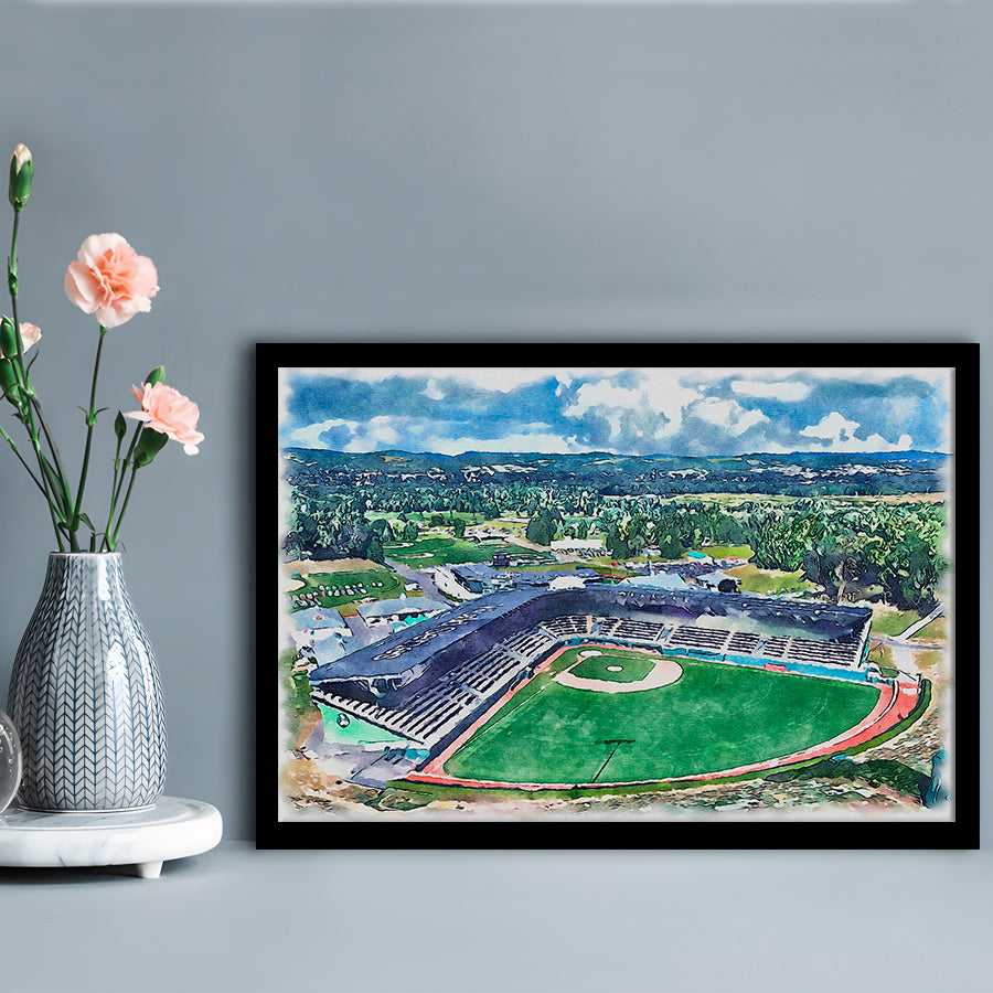 Howard J Lamade Painting Stadium Watercolor, Pennsylvania Baseball, Sport Gift Art, Framed Art Print Wall Decor