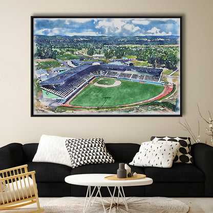 Howard J Lamade Painting Stadium Watercolor, Pennsylvania Baseball, Sport Gift Art, Framed Canvas Print Wall Art