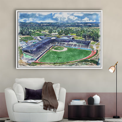 Howard J Lamade Painting Stadium Watercolor, Pennsylvania Baseball, Sport Gift Art, Framed Canvas Print Wall Art