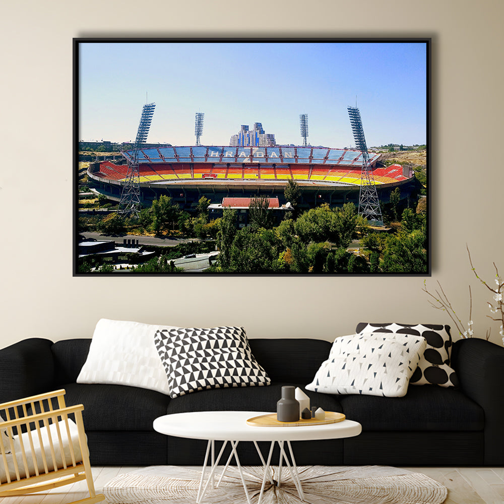 Hrazdan Stadium, Stadium Canvas, Sport Art, Framed Canvas Print Wall Art, Floating Frame