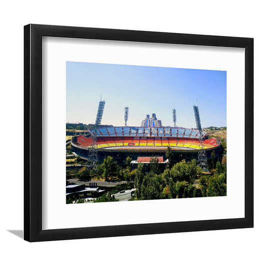 Hrazdan Stadium, Stadium Canvas, Sport Art, Gift for him, White Border Framed Art Print Wall Decor