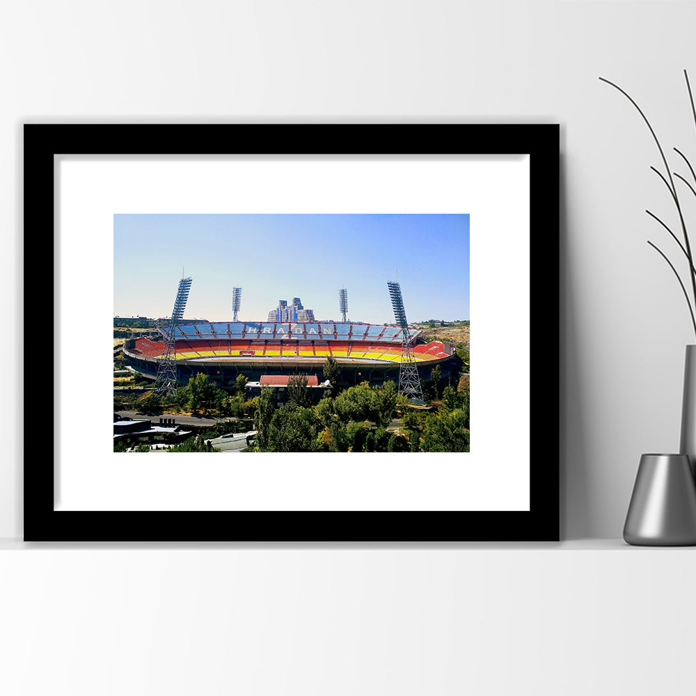 Hrazdan Stadium, Stadium Canvas, Sport Art, Gift for him, White Border Framed Art Print Wall Decor