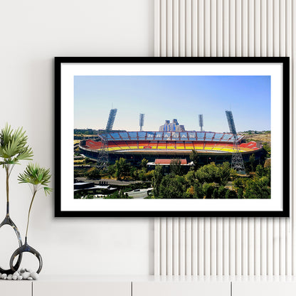 Hrazdan Stadium, Stadium Canvas, Sport Art, Gift for him, White Border Framed Art Print Wall Decor