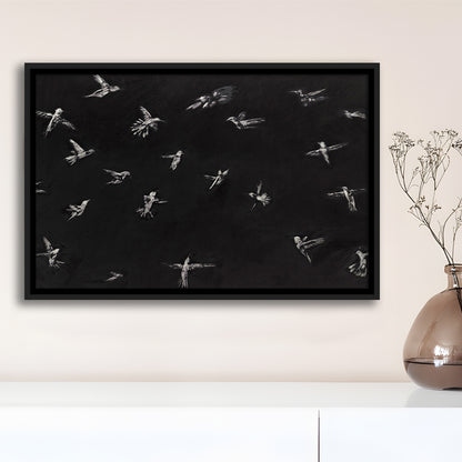 Hummingbird Oil Painting Minimalist Framed Canvas Print Wall Art, Bird Lover Gift Modern Farmhouse Decor Nursery Decor