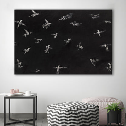 Hummingbird Oil Painting Minimalist Canvas Print Wall Art, Bird Lover Gift Modern Farmhouse Decor Nursery Decor