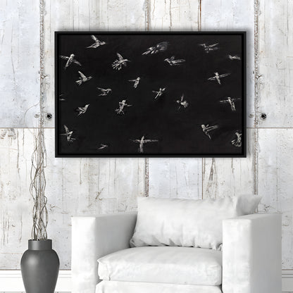 Hummingbird Oil Painting Minimalist Framed Canvas Print Wall Art, Bird Lover Gift Modern Farmhouse Decor Nursery Decor