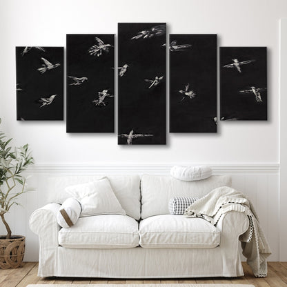 Hummingbird Oil Painting Minimalist Mixed Canvas Print Wall Art, Bird Lover Gift Modern Farmhouse Decor Nursery Decor