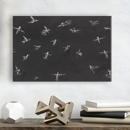 Hummingbird Oil Painting Minimalist Canvas Print Wall Art, Bird Lover Gift Modern Farmhouse Decor Nursery Decor