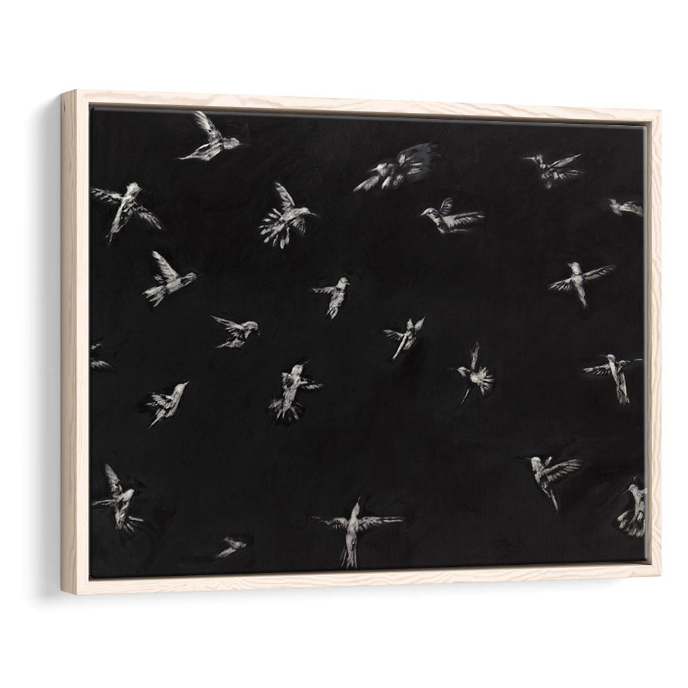 Hummingbird Oil Painting Minimalist Framed Canvas Print Wall Art, Bird Lover Gift Modern Farmhouse Decor Nursery Decor