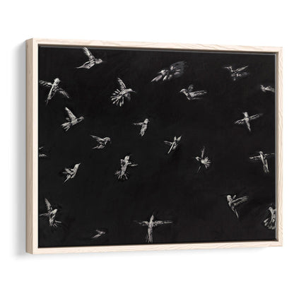 Hummingbird Oil Painting Minimalist Framed Canvas Print Wall Art, Bird Lover Gift Modern Farmhouse Decor Nursery Decor