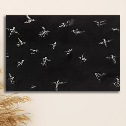 Hummingbird Oil Painting Minimalist Canvas Print Wall Art, Bird Lover Gift Modern Farmhouse Decor Nursery Decor