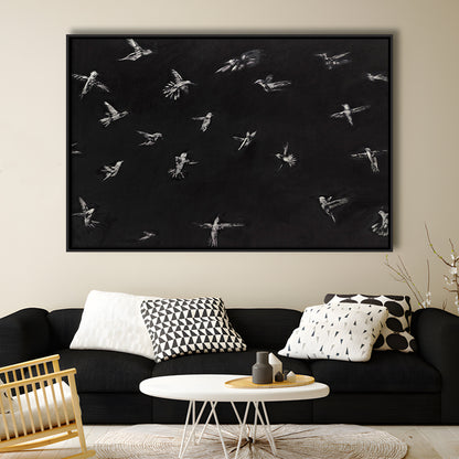 Hummingbird Oil Painting Minimalist Framed Canvas Print Wall Art, Bird Lover Gift Modern Farmhouse Decor Nursery Decor