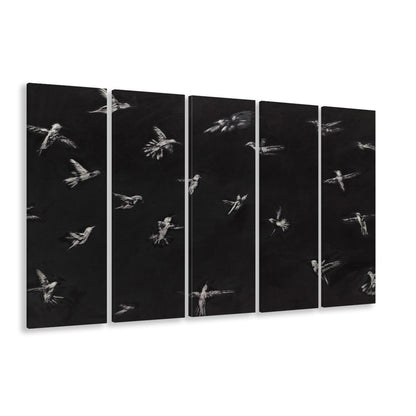 Hummingbird Oil Painting Minimalist 5 Panels Canvas Print Wall Art, Bird Lover Gift Modern Farmhouse Decor Nursery Decor