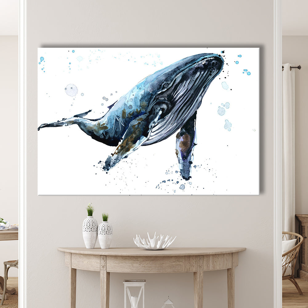 Humpback Whale Underwater Fauna. Whale Canvas Wall Art. Whale Wall Decoration, Cavas Print Wall Art Hom Decor