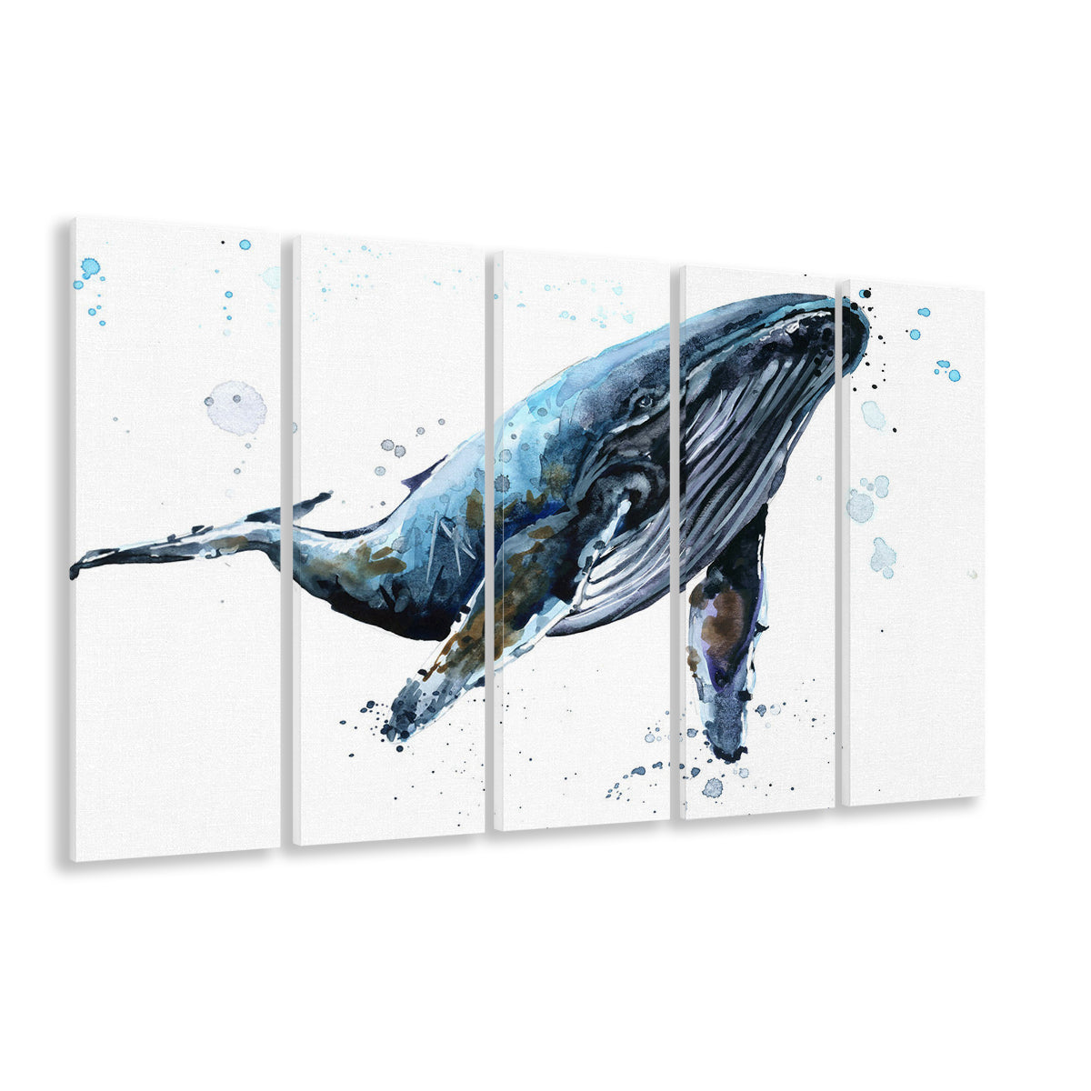 Humpback Whale Underwater Fauna. Whale Canvas Wall Art, Whale Decoration, 5 Piece B Extra Large Cavas Print Wall Art Decor
