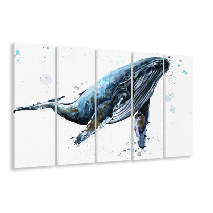 Humpback Whale Underwater Fauna. Whale Canvas Wall Art, Whale Decoration, 5 Piece B Extra Large Cavas Print Wall Art Decor