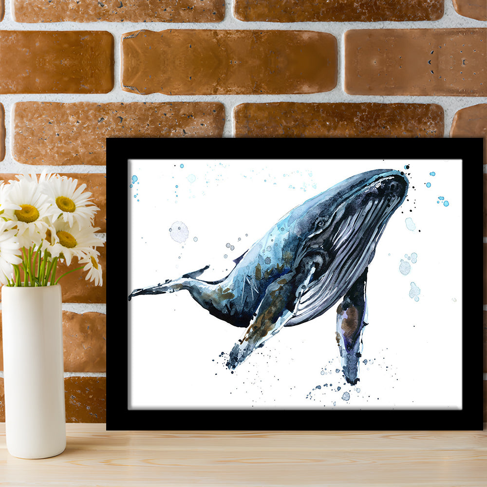 Humpback Whale Underwater Fauna. Whale Art Wall Art. Whale Wall Decoration, Framed Art Print, Picture Framed