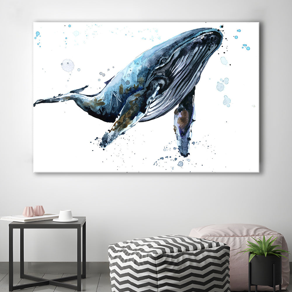 Humpback Whale Underwater Fauna. Whale Canvas Wall Art. Whale Wall Decoration, Cavas Print Wall Art Hom Decor