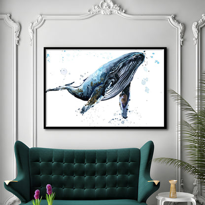Humpback Whale Underwater Fauna. Whale Art Wall Art. Whale Wall Decoration, Framed Art Print, Picture Framed